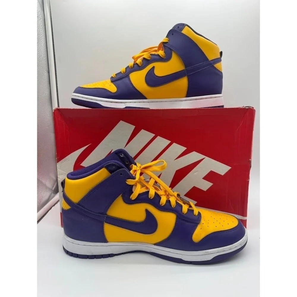 Nike Dunk High Retro Lakers Court Purple University Gold DD1399-500‎ Mens 13
